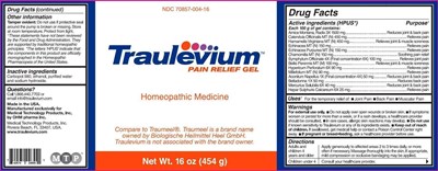 16oz Bottle Label (Traulevium Pain Relief Gel 16oz)